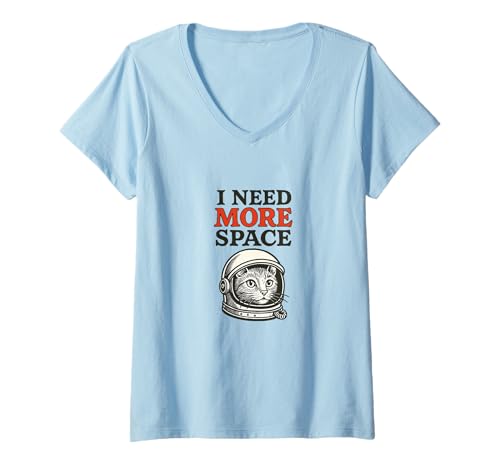 Damen Space Humor Kitty Cat Astronaut T-Shirt mit V-Ausschnitt Damen Space Humor Kitty Cat Astronaut T-Shirt mit V-Ausschnitt von Quiet Orbit Threads