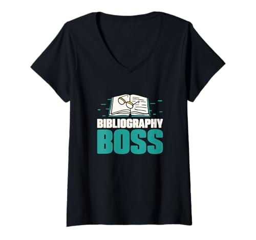 Damen Bibliography Boss Lustige Buchleser für Mitarbeiter der öffentlichen Bücherei T-Shirt mit V-Ausschnitt Damen Bibliography Boss Lustige Buchleser für Mitarbeiter der öffentlichen Bücherei T-Shirt mit V-Ausschnitt von Quiet Shelf Esteem