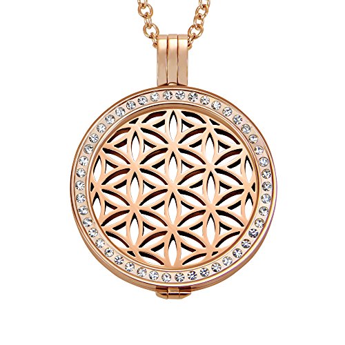 Quiges 90cm Halskette Set Rosegold Edelstahl mit Anhänger und 33mm Groß Abstrakt Blume Stern Muster Coin Quiges 90cm Halskette Set Rosegold Edelstahl mit Anhänger und 33mm Groß Abstrakt Blume Stern Muster Coin von Quiges