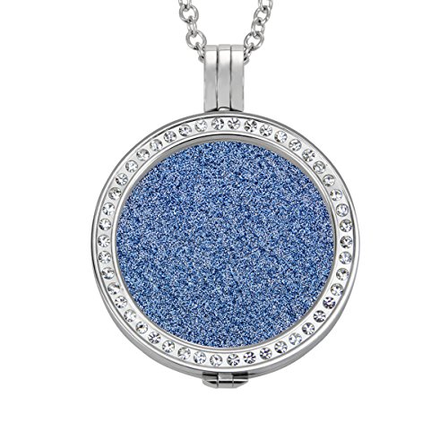 Quiges 90cm Halskette Set Silber Edelstahl mit Anhänger und 33mm Schillernd Königlich Blau Glanz Coin von Quiges