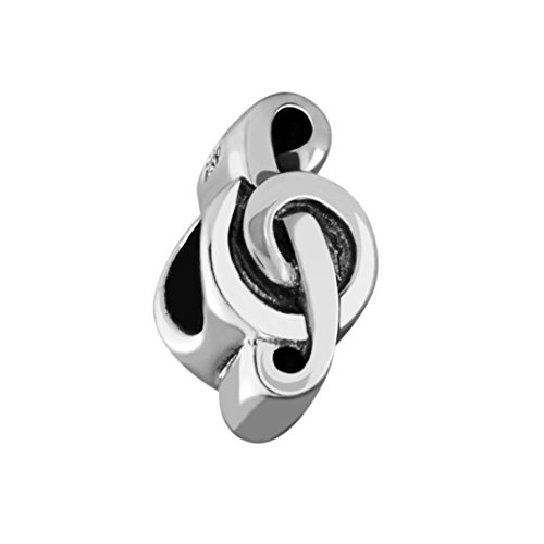 Quiges 925 Sterling Silber 3D Musikalische Note Violinschlüssel Charm Bead von Quiges