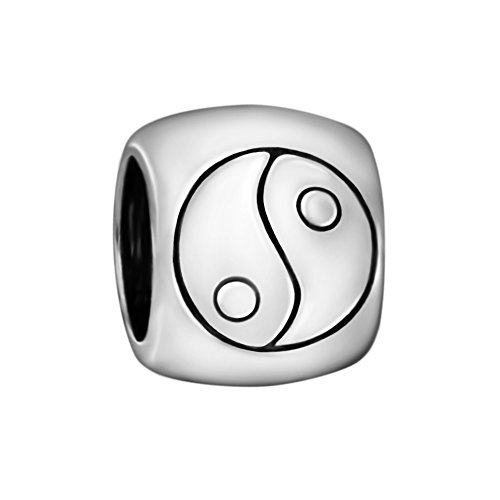 Quiges 925 Sterling Silber 3D Yin Yang Symbol Charm Bead von Quiges
