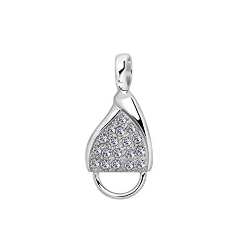 Quiges 925 Sterling Silber Charm Träger Weiß Zirkonia Tropfen Form Schleife Carrier für Halskette und Charms von Quiges