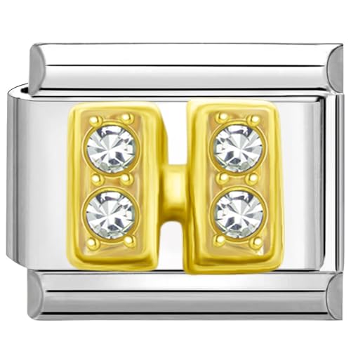 Quiges 9mm Italian Style Charm Modell Edelstahl Alphabet Buchstaben H für Italien Charm Armbänder von Quiges