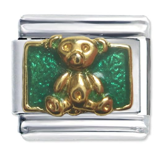 Quiges 9mm Italian Style Charm Modell Edelstahl Gold Bär für Italien Charm Armbänder von Quiges