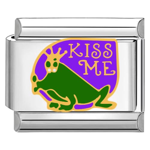 Quiges 9mm Italian Style Charm Modell Edelstahl Grün Königin Frosch küss mich für Italien Charm Armbänder von Quiges