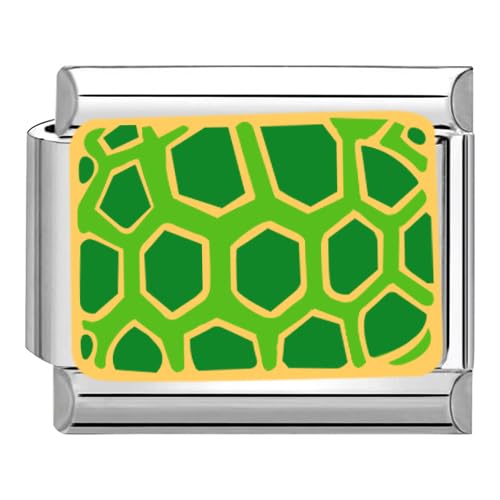 Quiges 9mm Italian Style Charm Modell Edelstahl grünes Schildkrötenfell für Italien Charm Armbänder von Quiges