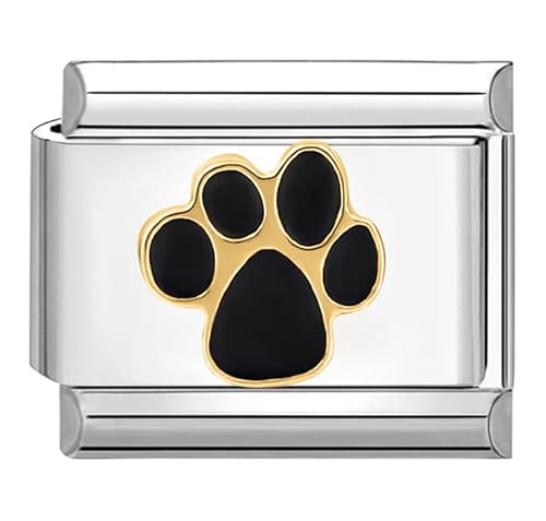 Quiges - 9mm Italian Style Charm Modul Edelstahl Hundepfoten für Italienische Armbänder von Quiges