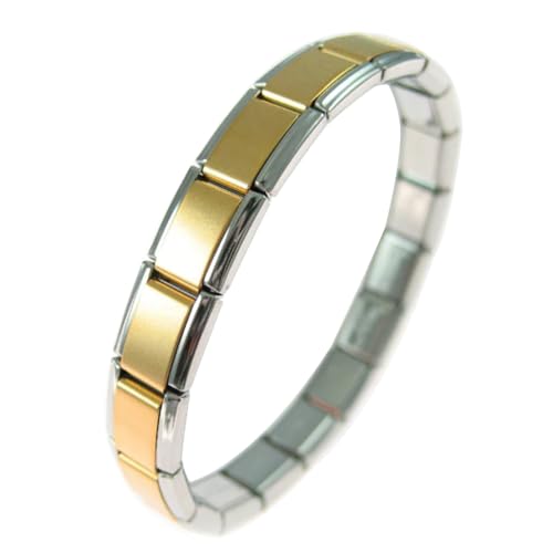 Quiges - 9mm Italian Style Modul Armband Edelstahl Gold Matt Mit Öffnungswerkzeug Komplett für Italienische Charm Module von Quiges