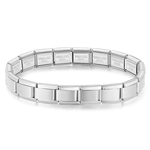 Quiges - 9mm Italian Style Modul Armband Edelstahl Matt Mit Öffnungswerkzeug Komplett für Italienische Charm Module von Quiges