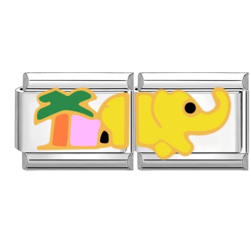 Quiges 9mm Italienischer Stil Charm Modell Edelstahl Elefant für Italien Charms Armbänder von Quiges