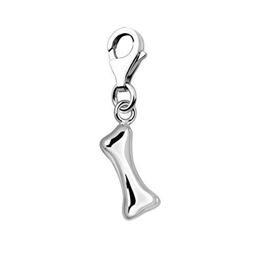 Quiges Charm Anhänger 3D Hunde Knochen 925 Silber mit Karabinerverschluss für Bettelarmband von Quiges