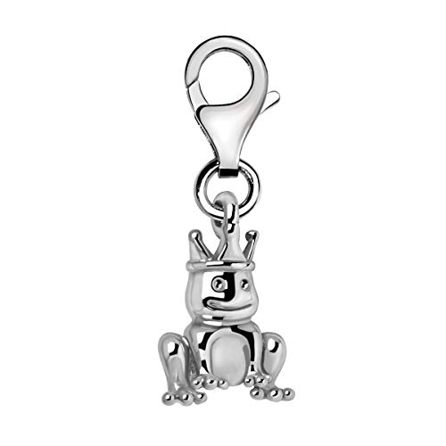 Quiges Charms Anhänger 3D Frosch Prinz Versilbert Damen Schmuck für Bettelarmband von Quiges