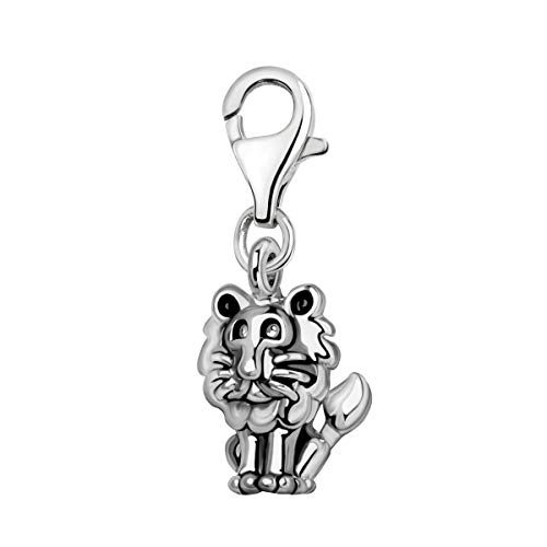 Quiges Charms Anhänger 3D Löwe Sternzeichen Horoskop Versilbert Damen Schmuck für Bettelarmband von Quiges
