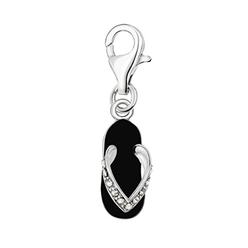 Quiges Charms Anhänger Flipflop Versilbert Damen Schmuck für Bettelarmband von Quiges