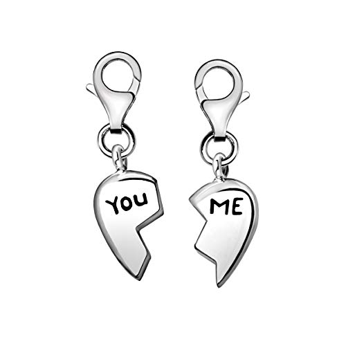 Quiges Charms Anhänger Gebrochenen Herzen Versilbert Damen Schmuck für Bettelarmband von Quiges