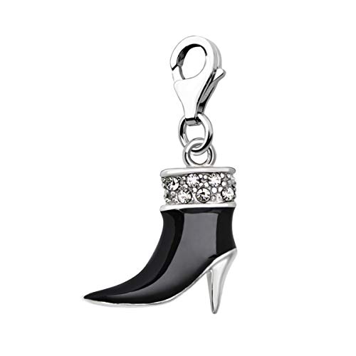 Quiges Charms Anhänger Schwarzer Stiefel Versilbert Damen Schmuck für Bettelarmband von Quiges