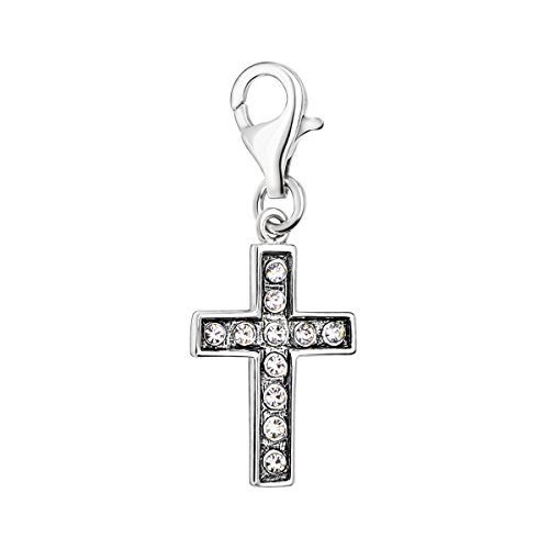 Quiges Charms Anhänger Versilbert Kreuz Versilbert Damen Schmuck für Bettelarmband von Quiges