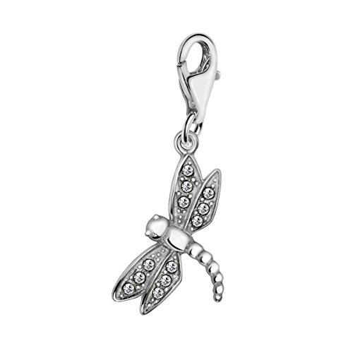 Quiges Charms Anhänger Versilbert Libelle Versilbert Damen Schmuck für Bettelarmband von Quiges