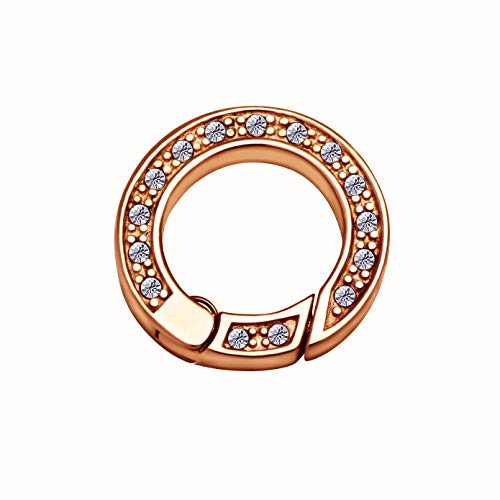 Quiges Clip Ring Carrier Rose Gold 17 mm Edelstahl Verbindungsring mit Zirkonia Kristalle für Kette und Coin Anhänger von Quiges