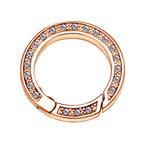 Quiges Clip Ring Carrier Rose Gold 22 mm Edelstahl Verbindungsring mit Zirkonia Kristalle für Kette und Coin Anhänger von Quiges