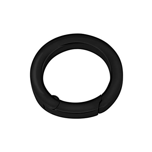 Quiges Clip Ring Carrier Schwarz 22 mm Edelstahl Verbindungsring für Kette und Coin Anhänger mit Karabiner Haken Verschluss von Quiges