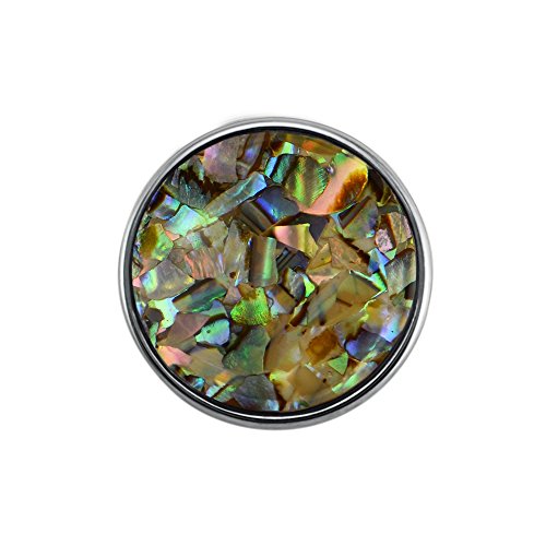 Quiges Damen Click Button 18mm Chunk Farbige Kunstperle Versilbert für Druckknopf Zubehör von Quiges