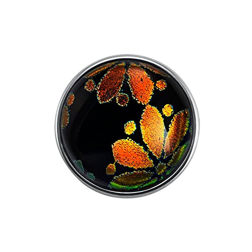 Quiges Damen Click Button 18mm Chunk Grüne Blättern Glas für Druckknopf Zubehör von Quiges