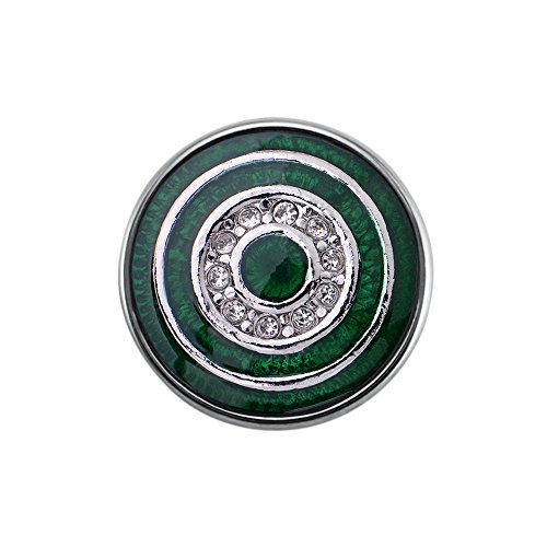 Quiges Damen Click Button 18mm Chunk Grüne Zirkonia Ornament für Druckknopf Zubehör von Quiges