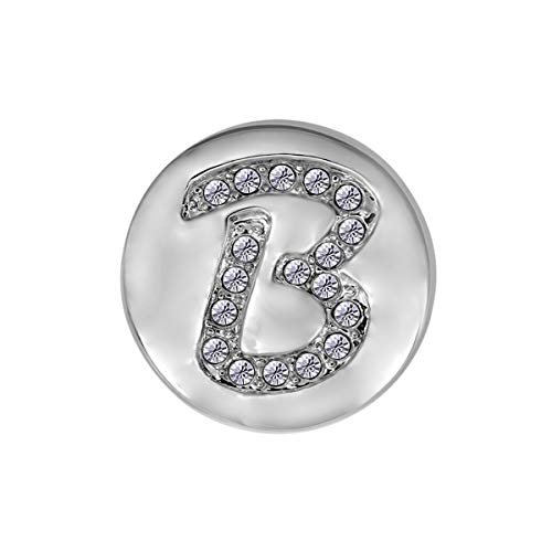 Quiges Damen Click Button 18mm Chunk Versilbert Alphabet B Glänzend Chunk für Druckknopf Zubehör von Quiges