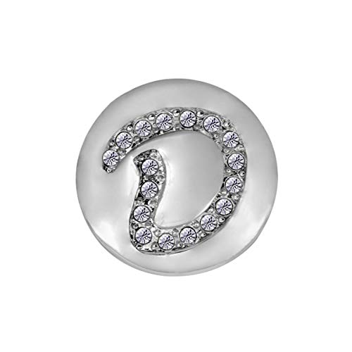 Quiges Damen Click Button 18mm Chunk Versilbert Alphabet D Glänzend Chunk für Druckknopf Zubehör von Quiges