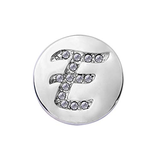 Quiges Damen Click Button 18mm Chunk Versilbert Alphabet E Glänzend für Druckknopf Zubehör von Quiges