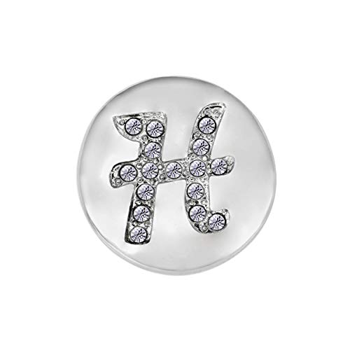 Quiges Damen Click Button 18mm Chunk Versilbert Alphabet H Glänzend für Druckknopf Zubehör von Quiges