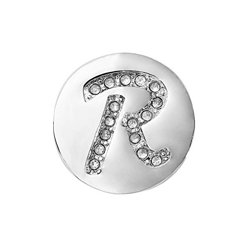 Quiges Damen Click Button 18mm Chunk Versilbert Alphabet R Glänzend für Druckknopf Zubehör von Quiges