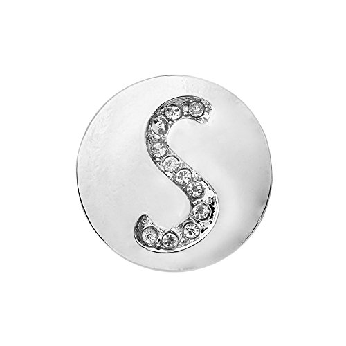 Quiges Damen Click Button 18mm Chunk Versilbert Alphabet S Glänzend für Druckknopf Zubehör von Quiges