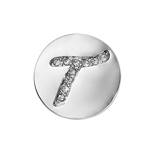 Quiges Damen Click Button 18mm Chunk Versilbert Alphabet T Glänzend für Druckknopf Zubehör von Quiges