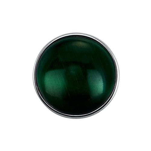 Quiges Damen Click Button 18mm Chunk Versilbert Cateye Grün für Druckknopf Zubehör von Quiges