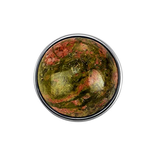 Quiges Damen Click Button 18mm Chunk Versilbert Chinesisch Unakite Naturstein für Druckknopf Zubehör von Quiges