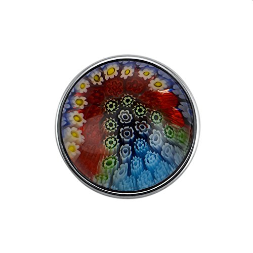 Quiges Damen Click Button 18mm Chunk Versilbert Farbige Ornament Glas für Druckknopf Zubehör von Quiges