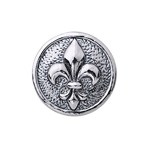 Quiges Damen Click Button 18mm Chunk Versilbert Fleur de LYS für Druckknopf Zubehör von Quiges