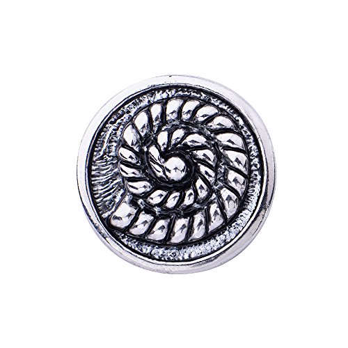 Quiges Damen Click Button 18mm Chunk Versilbert Muschelfossil für Druckknopf Zubehör von Quiges
