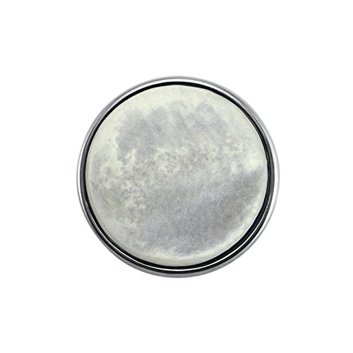 Quiges Damen Click Button 18mm Chunk Weiße Kunstperle Versilbert für Druckknopf Zubehör von Quiges