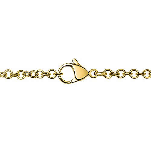 Quiges Damen Erbskette Gold Edelstahl mit Karabinerverschluss ohne Anhänger 90cm von Quiges