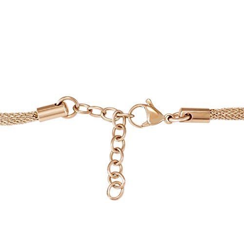 Quiges Damen Geflochtene Kette Silber Edelstahl mit Karabinerverschluss ohne Anhänger (42.5 + 4cm) von Quiges