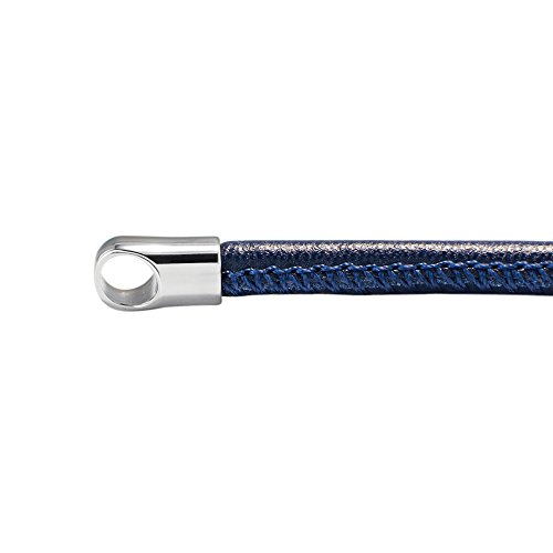 Quiges Damen Lederhalsband Blau 46cm ohne Verbindung Ringöffnung und Anhänger von Quiges