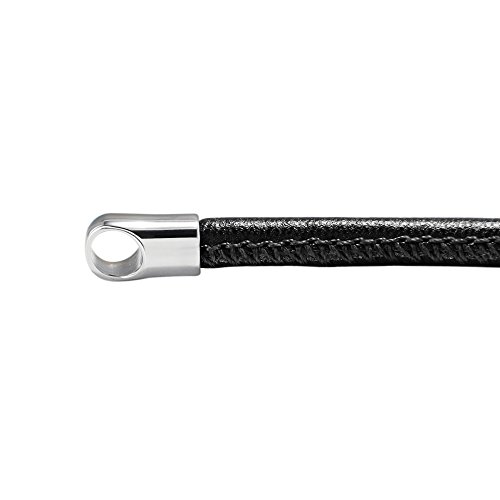 Quiges Damen Lederhalsband Schwarz 46cm ohne Verbindung Ringöffnung und Anhänger von Quiges