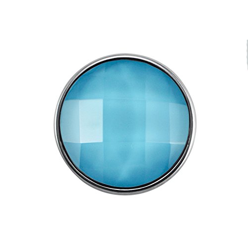 Quiges Damen Mini Click Button 12mm Hellblaue Geschliffenem Glas von Quiges