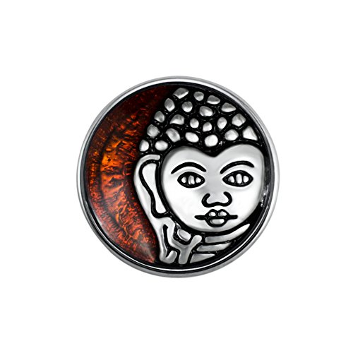 Quiges Damen Mini Click Button 12mm Shiva in Braun Ornament von Quiges
