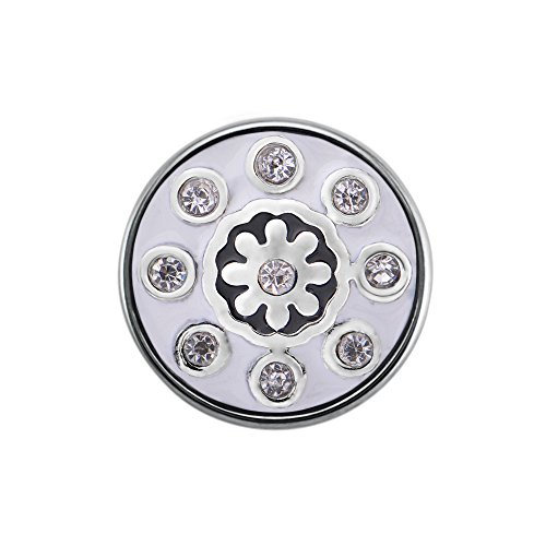 Quiges Damen Mini Click Button 12mm Weiße/Schwarze Ornament mit Zirkonia von Quiges