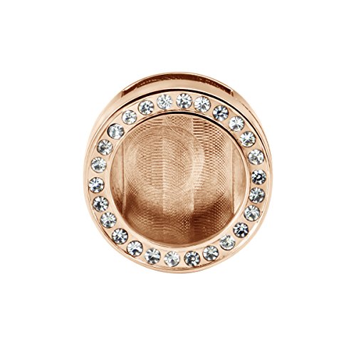 Quiges Edelstahl Austauschbare Armband Mini Coin Münze Halter Fassung Rosegold mit Zirkonia für Armband von Quiges